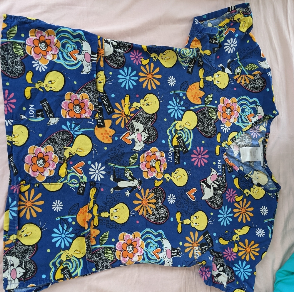 Tweety and Sylvester scrub top